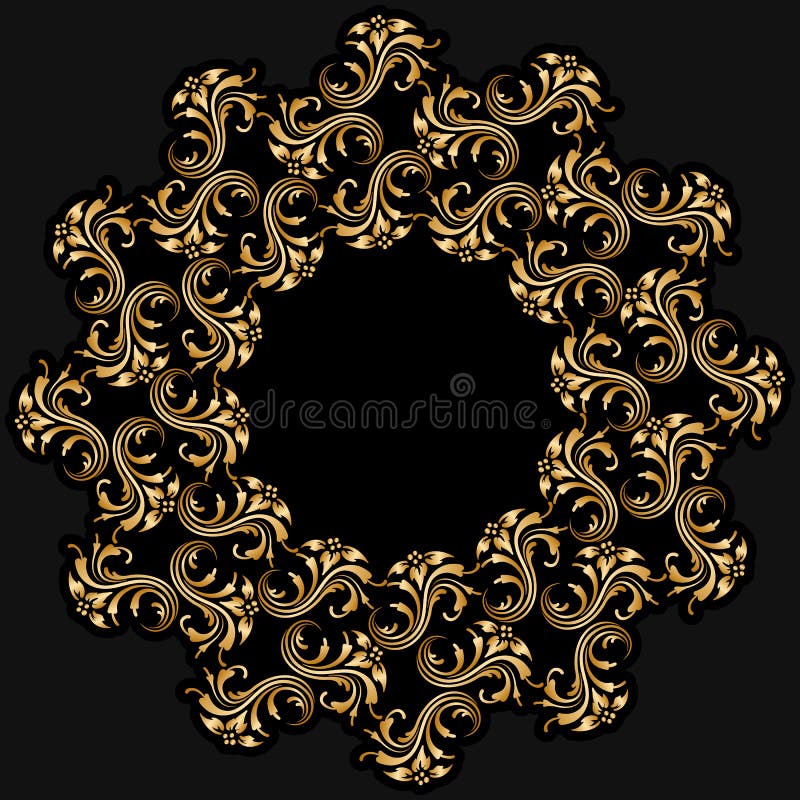 Vector gold round ornament.