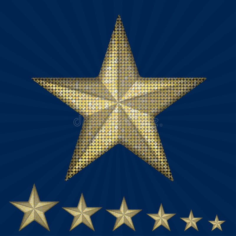 Vector gold sequin star on a blue background. royalty free illustration Vector gold sequin star on a blue background. royalty free illustration