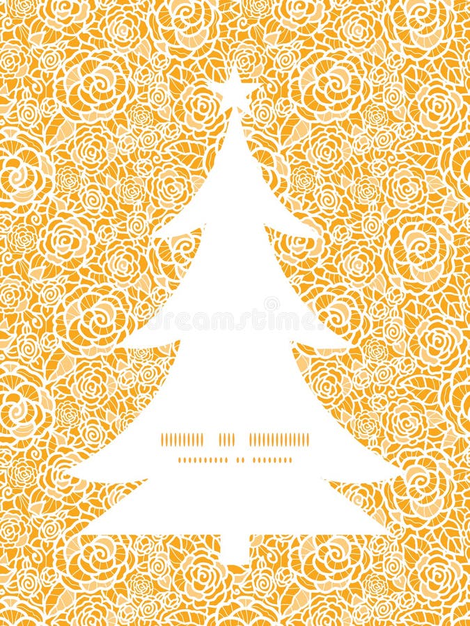 Vector Golden Lace Roses Christmas Tree Silhouette Stock Vector ...