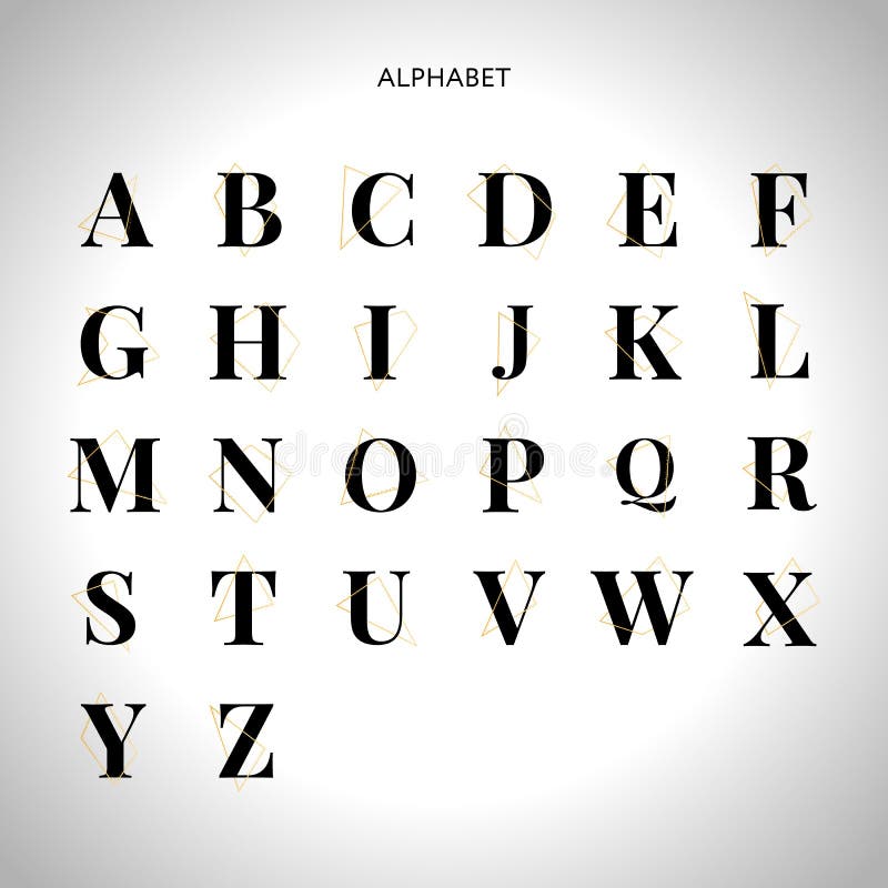 Vector Golden Letters. Set of Gold Alphabet. Frame Glitter Stock