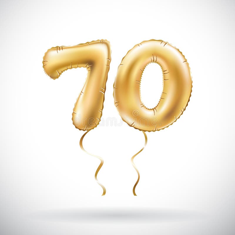Vector Golden Number 70 Seventy Metallic Balloon. Party Decoration ...