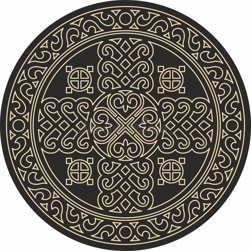 Vector golden round Yakut amulet royalty free illustration