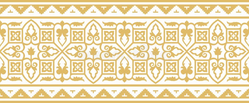Vector golden seamless Byzantine border, frame. stock illustration