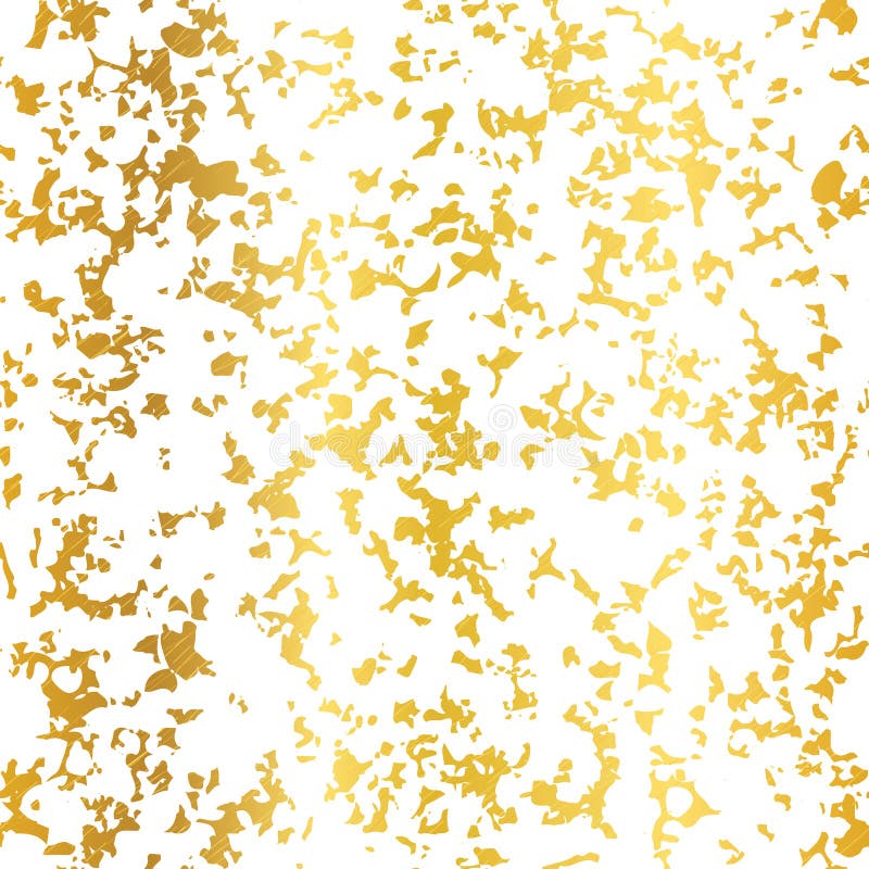 Vector Golden On White Abstract Grunge Flake Foil Texture Seamless Pattern Background. Great for elegant gold fabric