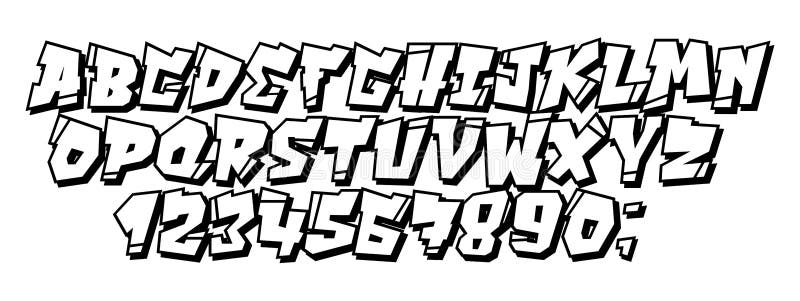 Vector Graffiti and Hip Hop Font 90s Style. Stock Vector ...