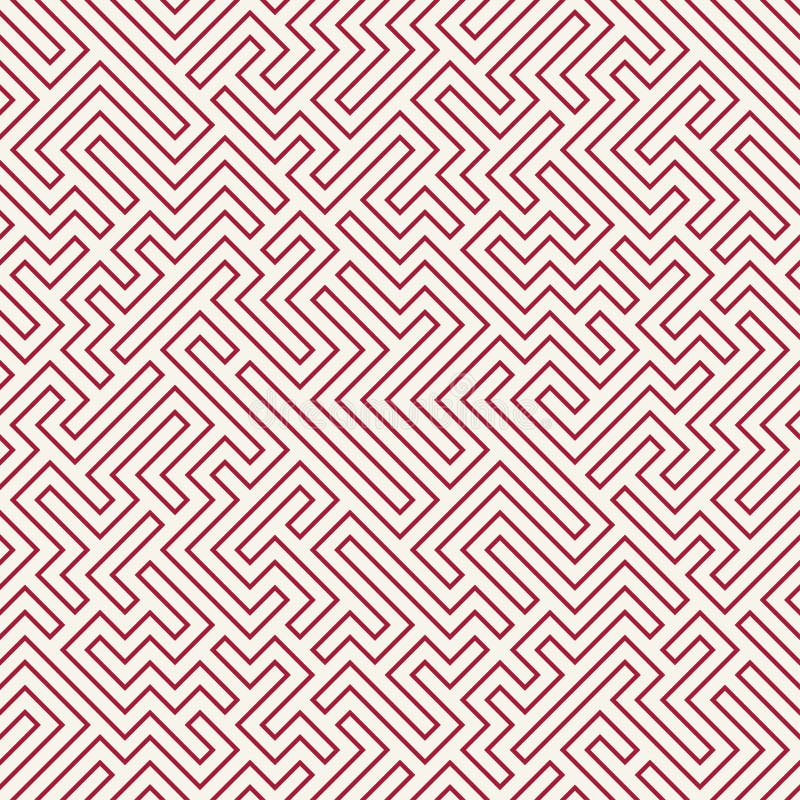 Vector graphic abstract geometry maze pattern. red seamless geometric labyrinth background stock illustration