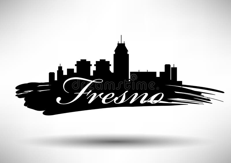 Fresno City Skyline. Linear Style. Stock Vector Illustration of