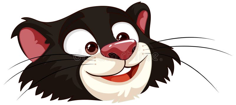 Vector graphic of a happy, smiling skunk face. Smiling skunk vectors