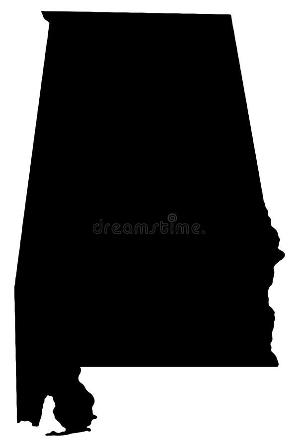 Alabama State Map Black Silhouette Illustration Stock Vector