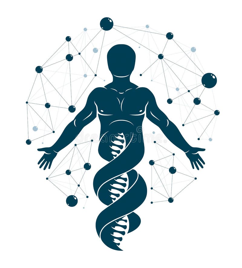 Vector Graphic Illustration of Human Made As DNA Strands Continuation