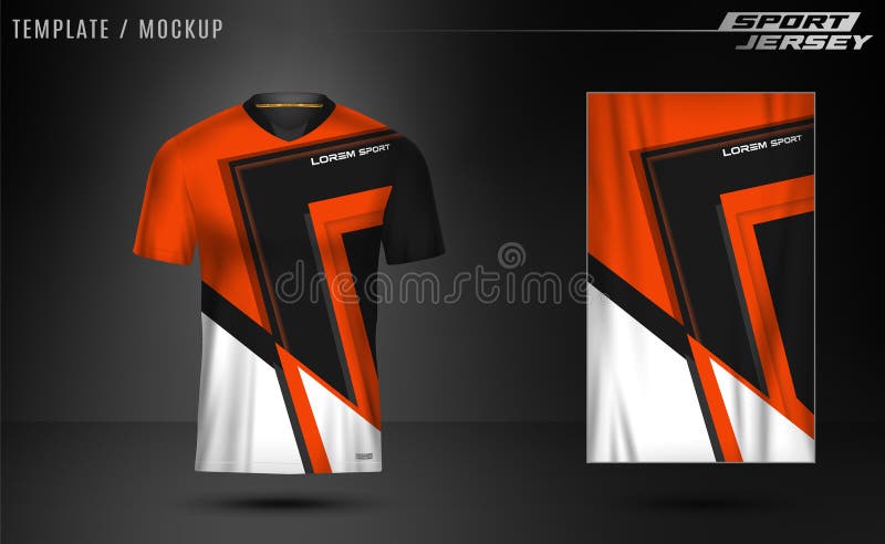 Jersey Sport Vector Design Template, Orange and Black. Stock Vector
