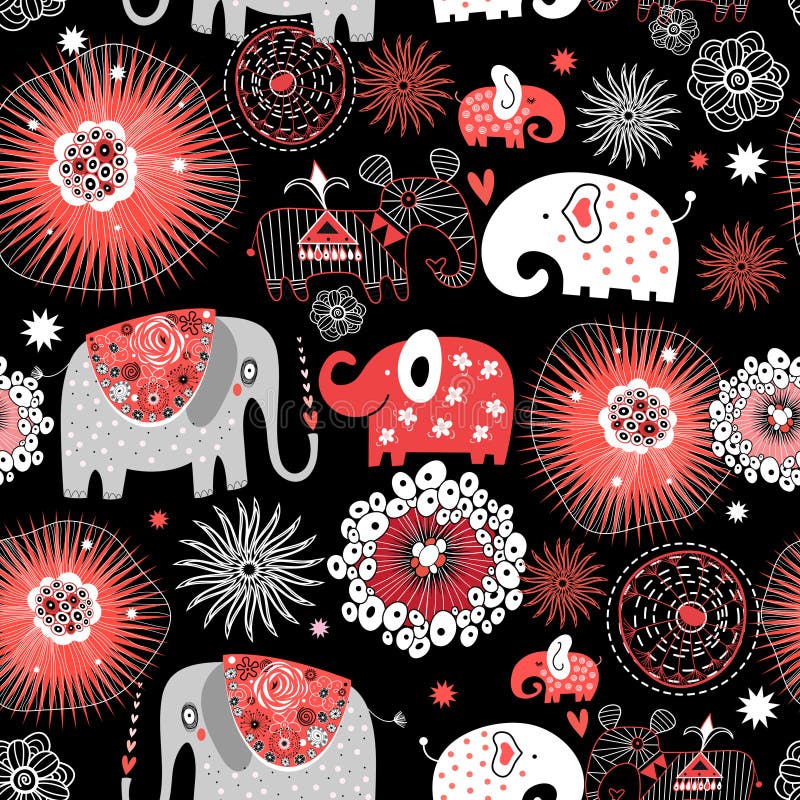 Vector graphic seamless pattern with love elephants royalty free illustration Vector graphic seamless pattern with love elephants royalty free illustration