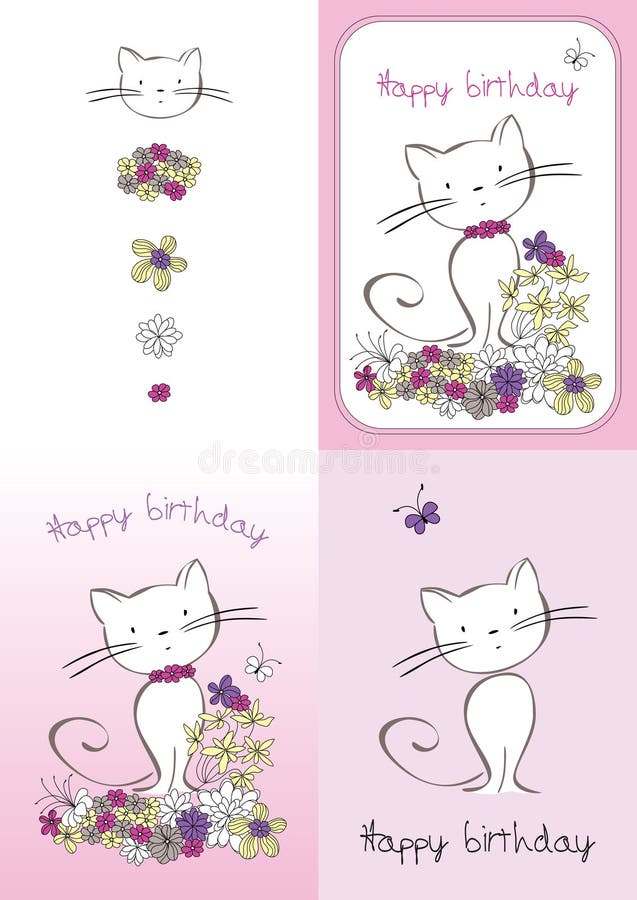 Vector graphic set with cat