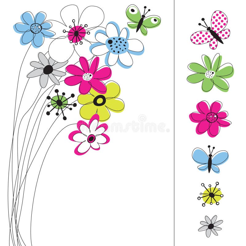 Vector graphic set with flowers