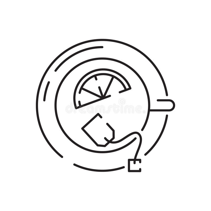 Vector graphic tea line icon and tea cup icon stock illustration
