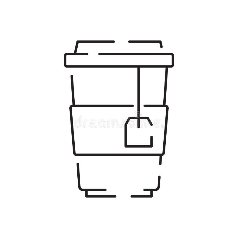 Vector graphic tea line icon and tea cup icon stock illustration