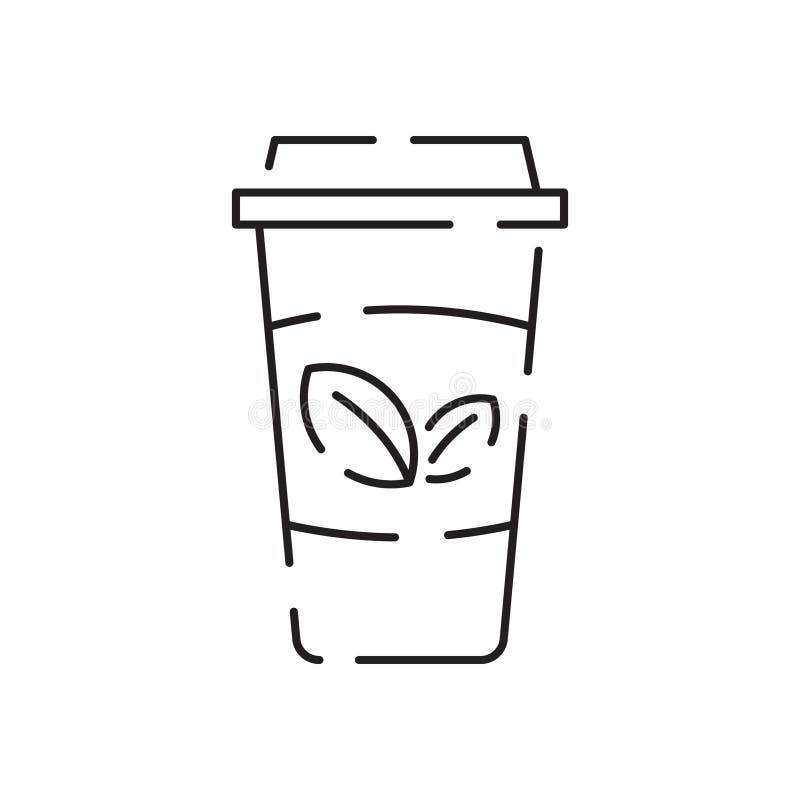 Vector graphic tea line icon and tea cup icon stock illustration