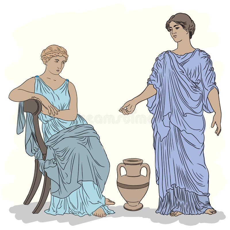 Vector Greek women stock vector. Illustration of beauty - 205989896