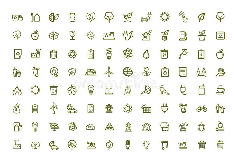 Vector green eco icons set. This is file of EPS10 format. Green drop vectors
