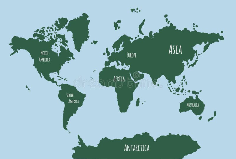 Vector Green Hand Drawn Doodle Sketch World Map Stock Illustration