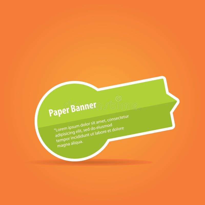 Vector Green Paper Banner on Orange Background Stock Vector