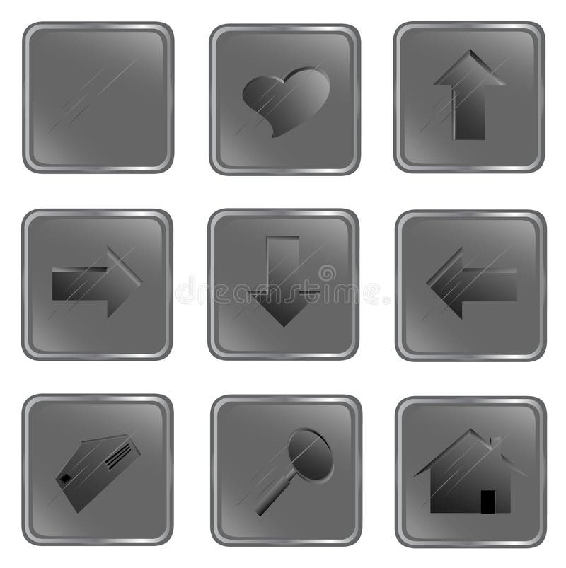 Vector grey square web buttons stock illustration