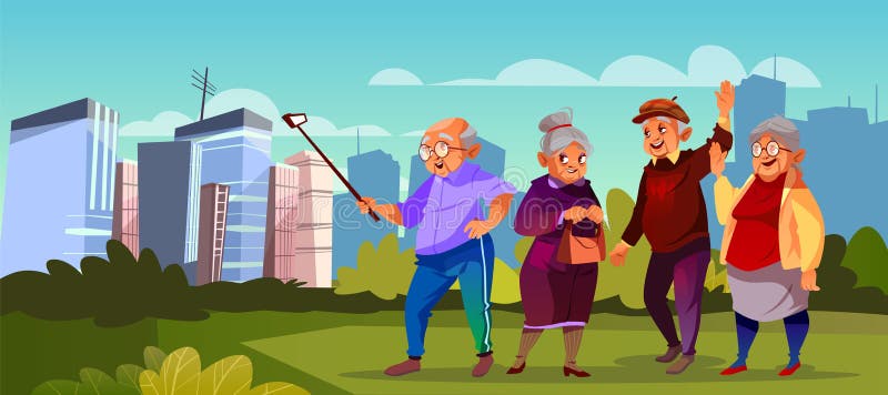 Vector Old People with Selfie Stick, Pensioners Stock Vector - Illustration of excursion, cheerful: 123276022 Vector Old People with Selfie Stick, Pensioners Stock Vector - Illustration of excursion, cheerful: 123276022