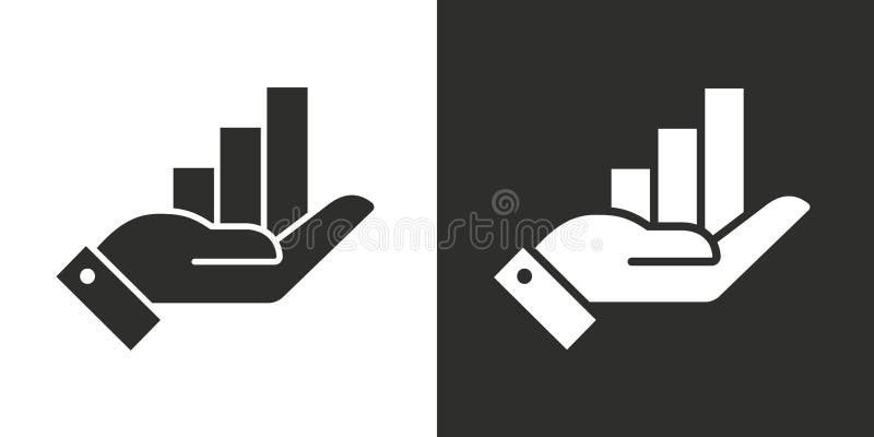 Vector growing graph icon on the hand. vector illustration