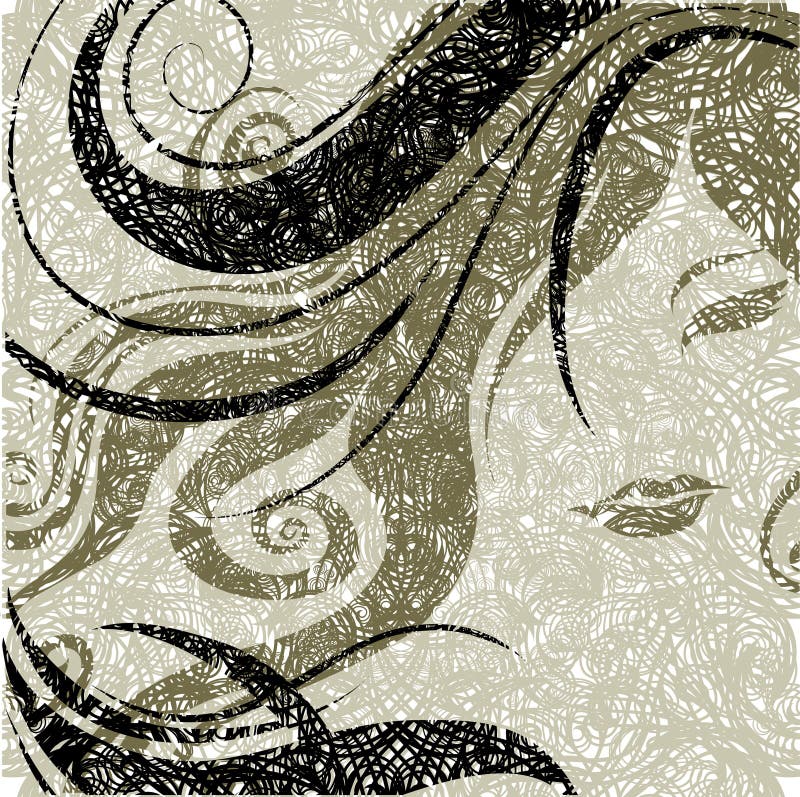 Vector grunge closeup portrait of a girl royalty free illustration