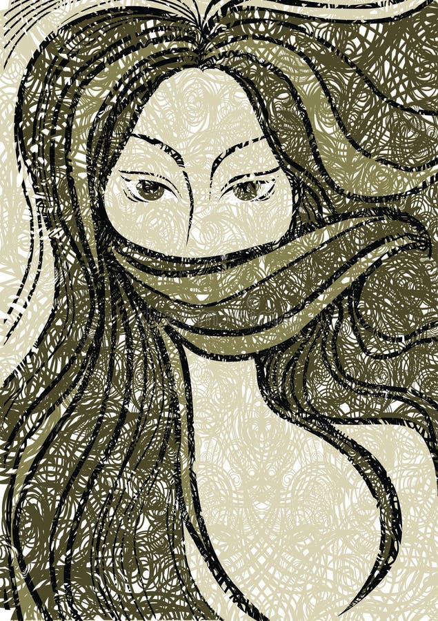 Vector grunge closeup portrait of a girl royalty free illustration
