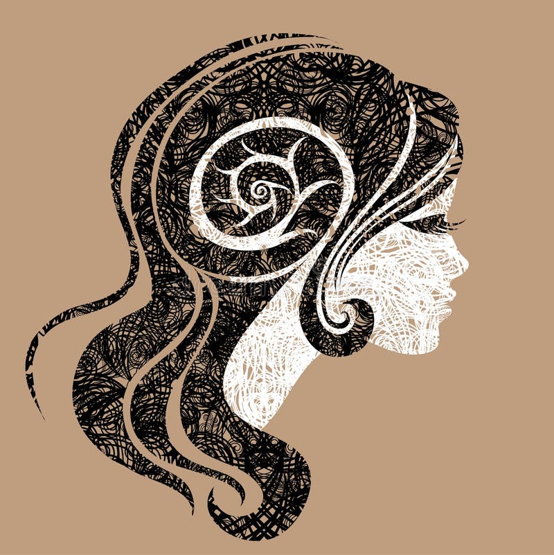 Vector grunge Portrait der Frau mit dem langen Haar lizenzfreie abbildung Vector grunge Portrait der Frau mit dem langen Haar lizenzfreie abbildung