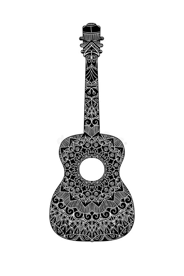 Guitar with Black on White Pattern Stock Vector - Illustration of ...