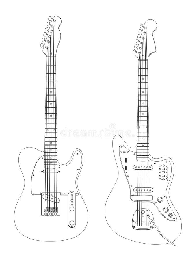 Electric Bass Guitar Line Art Vector Illustration Stock Vector Illustration of concert
