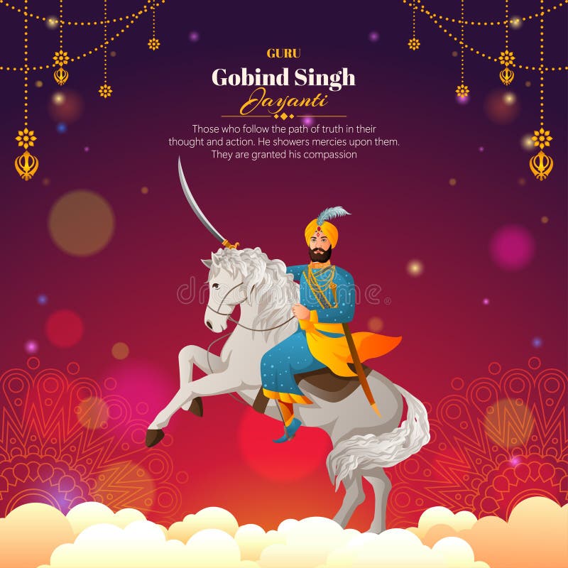 Guru gobind singh jayanti background with gradient color concept vector illustration