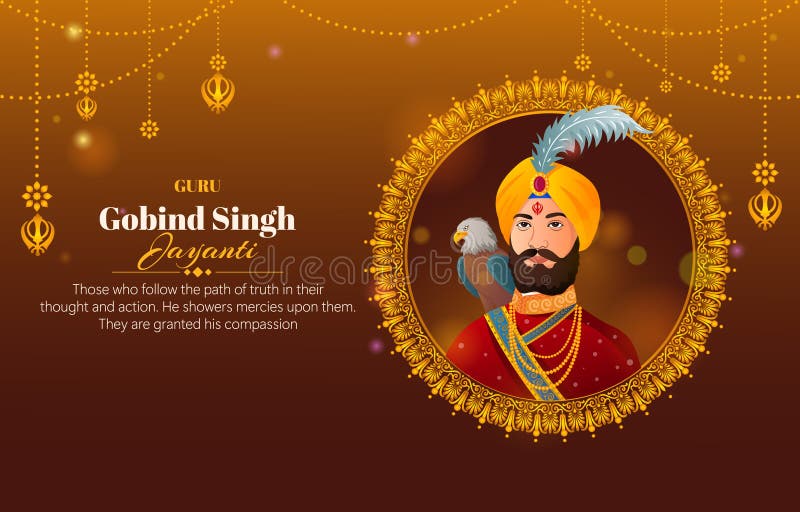 Guru gobind singh jayanti background with gradient color concept stock illustration
