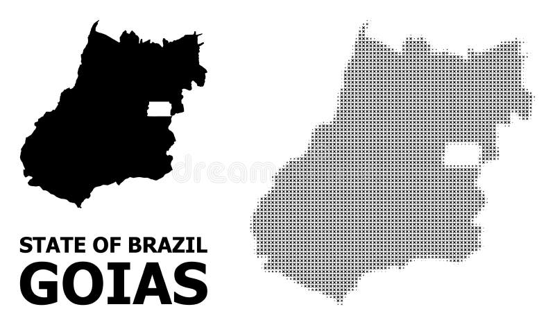 Vector Halftone Mosaic and Solid Map of Goias State royalty free illustration