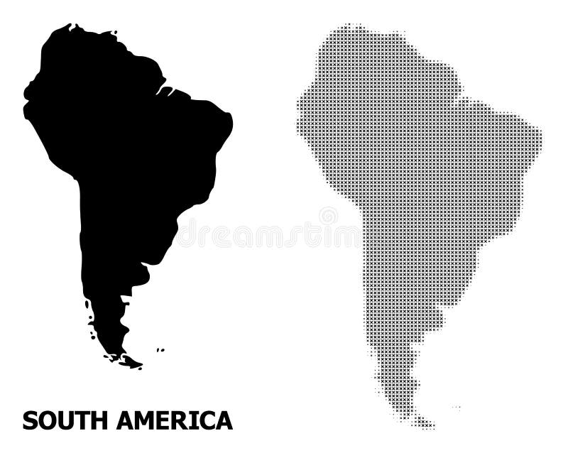 Vector Halftone Mosaic and Solid Map of South America Stock Vector