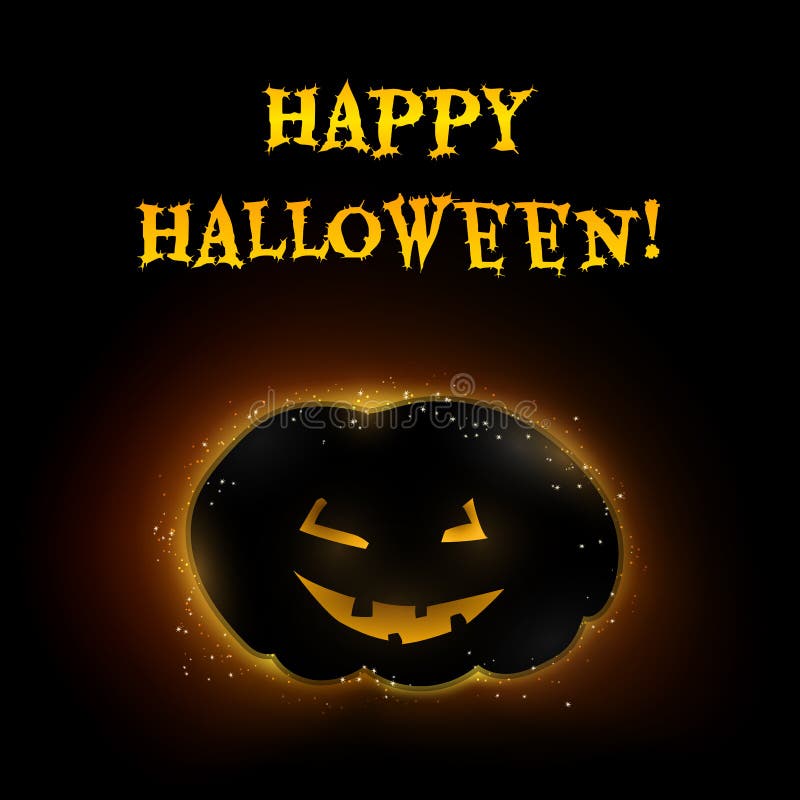 Vector Halloween card pumpkin in backlight with glowing eyes and mouth and highlights vector illustration Vector Halloween card pumpkin in backlight with glowing eyes and mouth and highlights vector illustration
