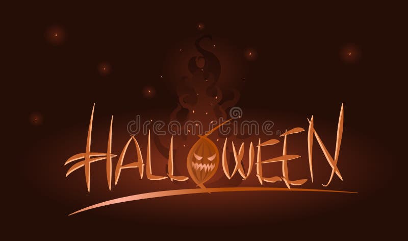 Vector Halloween illustration of pumpkin in flames