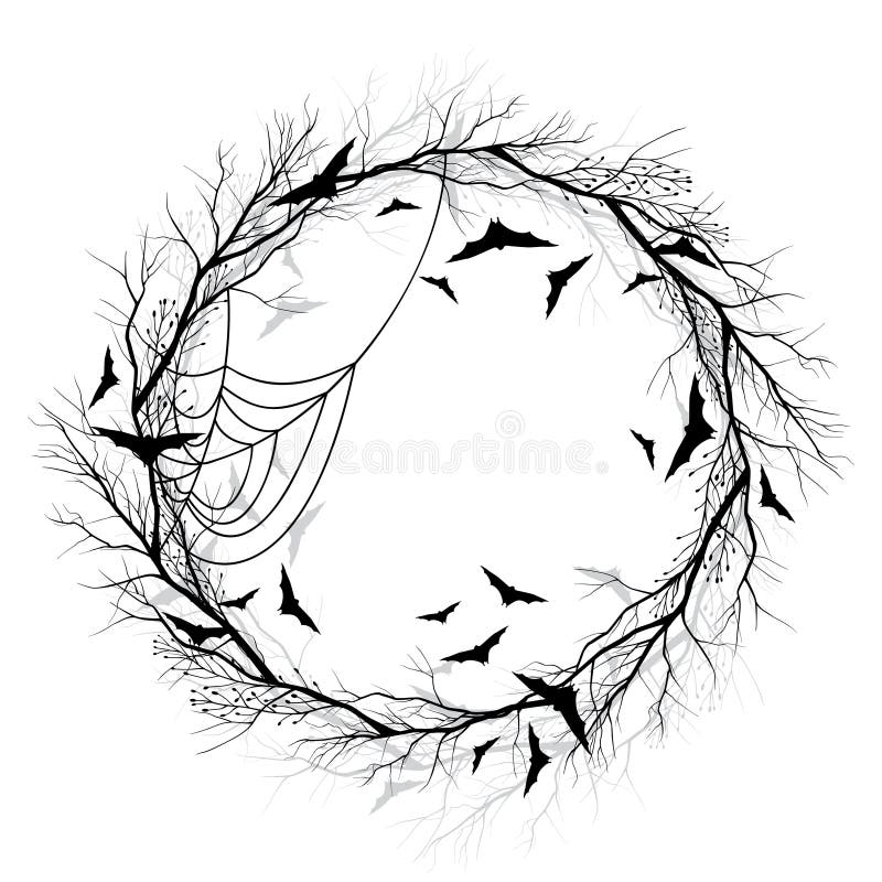 Vector Halloween wreath white background