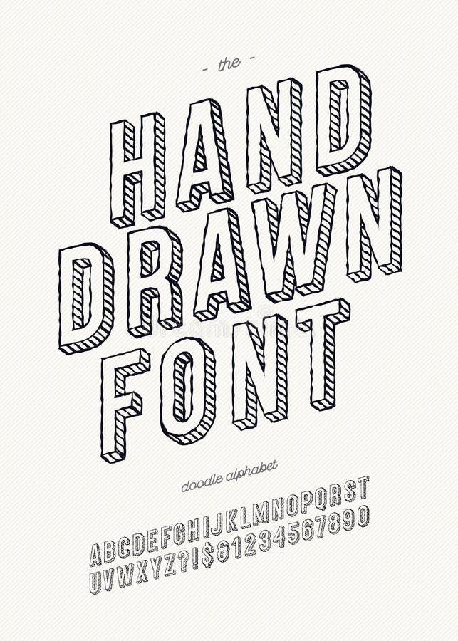 Vector Hand Draw Font 3D For Book Stock Vector - Illustration Of Chalk, Artistic: 121948990