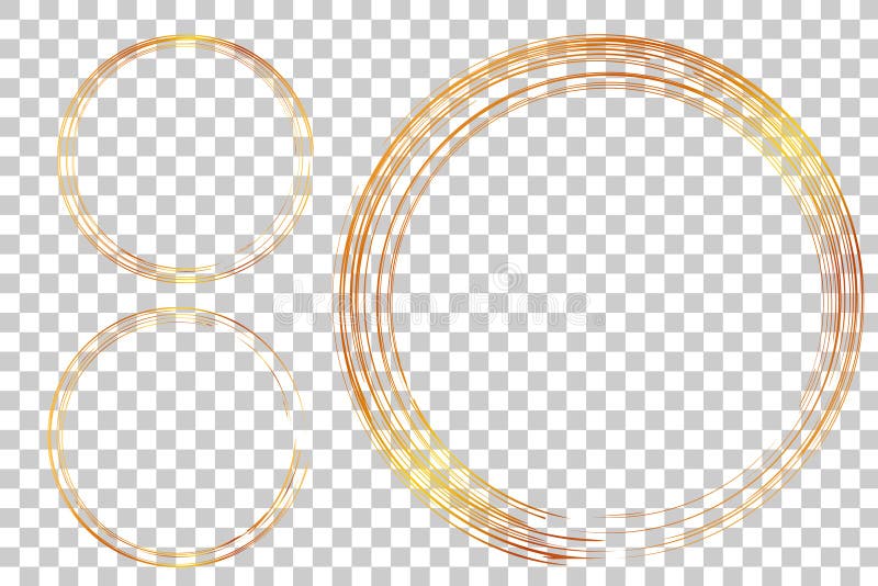 Vector 3 Hand Draw Sketch Golden Circle Frame from Multiple Black thic market for your element design, transparent Effect royalty free illustration
