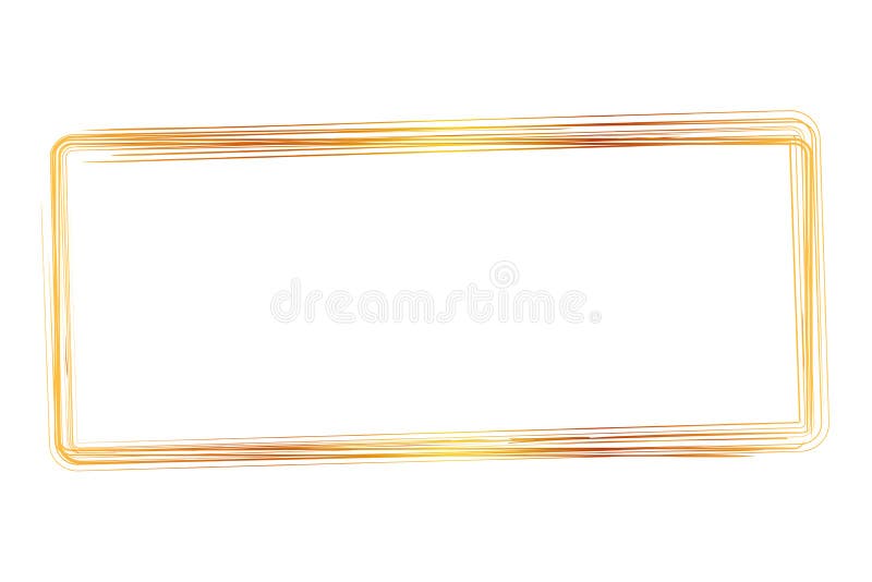 Vector Hand Draw Sketch Golden Rectangle Frame from Multiple Black thick mark for your element design, isolated on white royalty free illustration