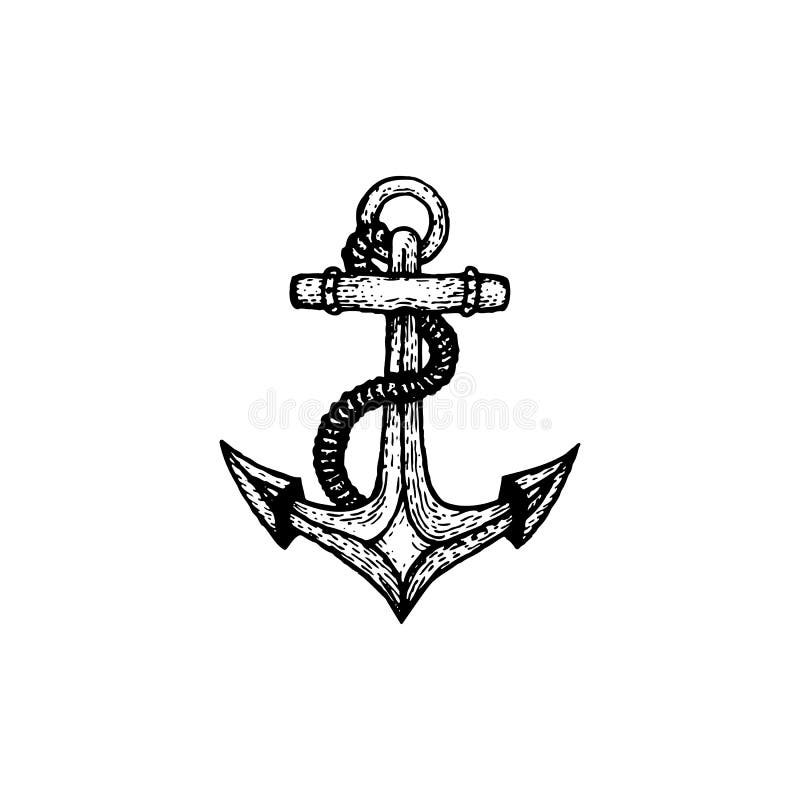 Vector Hand Drawn Anchor Illustration Stock Vector - Illustration of ...