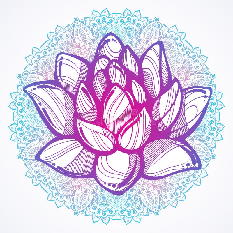 Vector Hand-drawn Beautiful Illustration of Lotus Flower Over the Round  Mandala Pattern. Buddhist Spiritual Motifs. Tattoo Art. Stock Vector -  Illustration of icon, handdrawn: 118017163