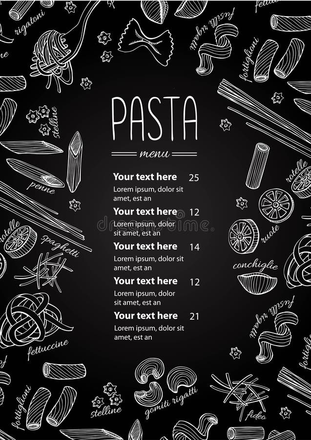 Vector Vintage Italian Pasta Restaurant Illustration. Hand Drawn Stock ...