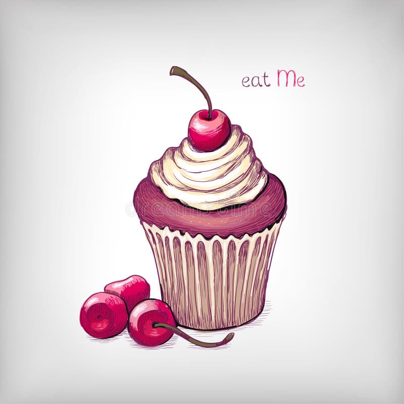 Vector hand drawn cupcake