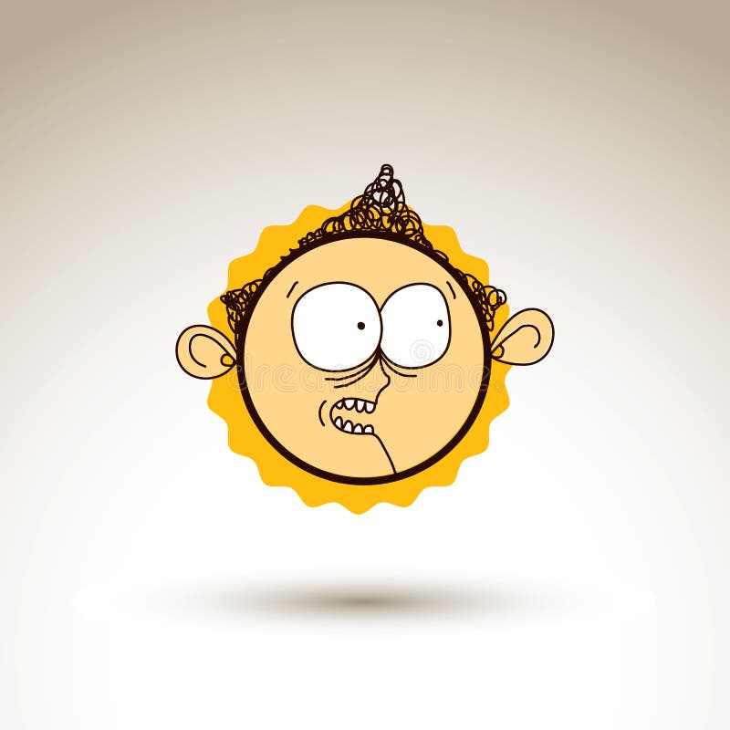 Vector hand drawn curious cartoon boy. Web avatar theme graphic vector illustration
