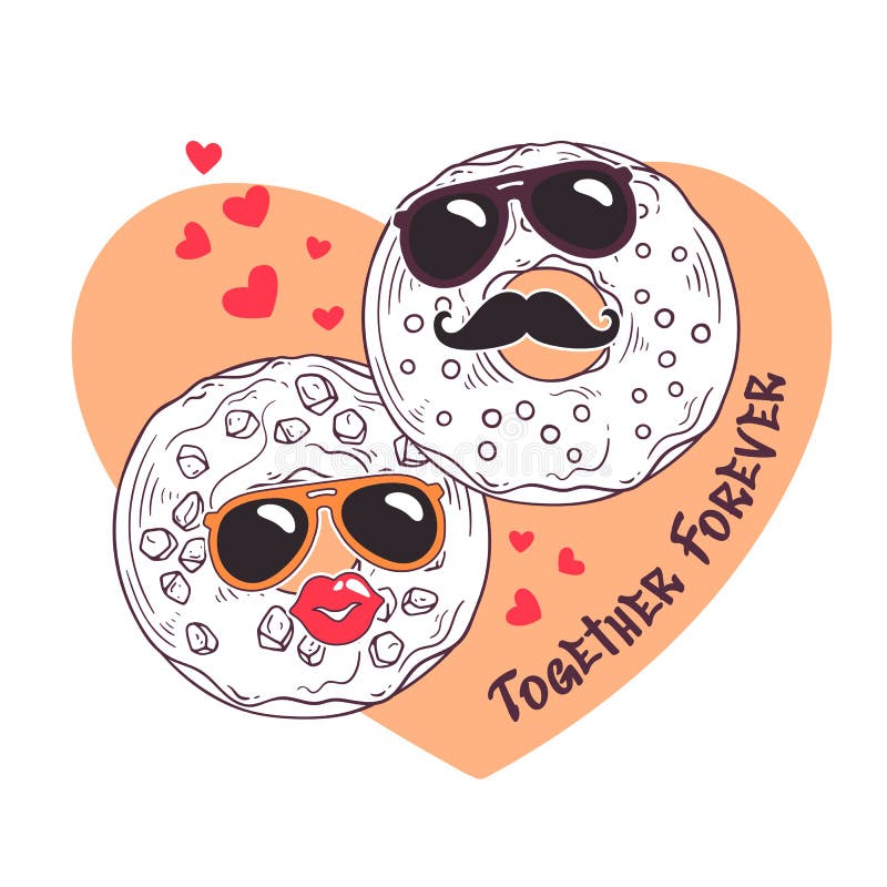 Download Vector Hand Drawn Donuts With Funny Masks On Card For ...