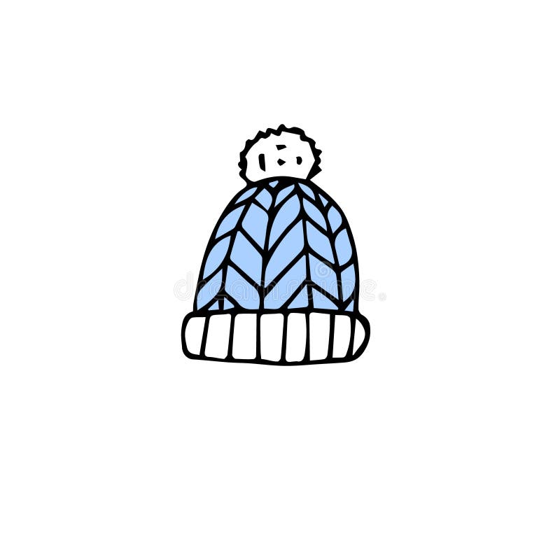 Vector Hand Drawn Doodle Sketch Colored Winter Hat Stock Illustration